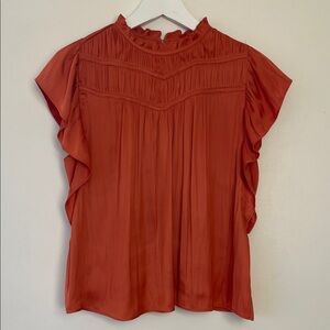 Joie Orange Short Ruffle Flutter Sleeve Top. Size S. P.